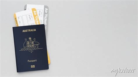 Australian Passport With A Boarding Pass Inside White Background Wall Mural • Murals