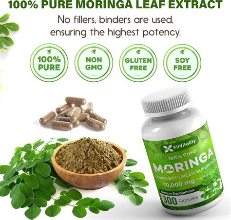 Cápsulas de Moringa Moringa Oleifera 10 000 mg 150 cápsulas 100 puro