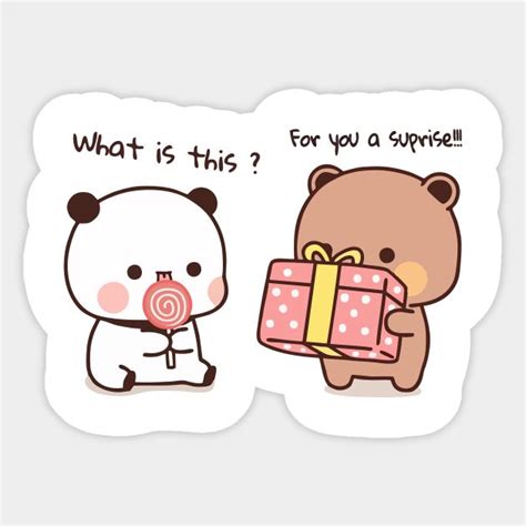 Bear And Panda Bubu Dudu Kawaii Birthday Surprise Sticker In