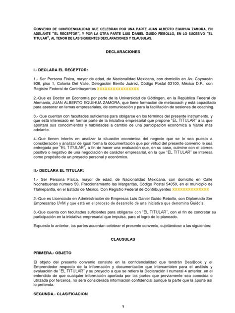 Contrato De Confidencialidad Ejemplo