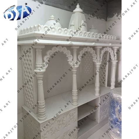 Indoor Rectangle White Plain Carved Marble Temple For Worship Size