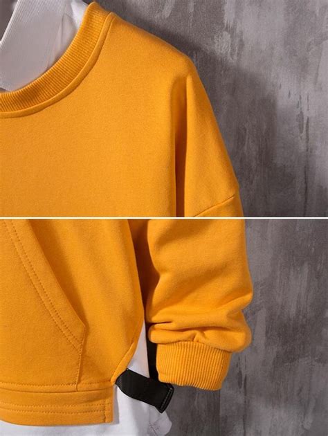 Colorblock Spliced Strap Faux Twinset Sweatshirt