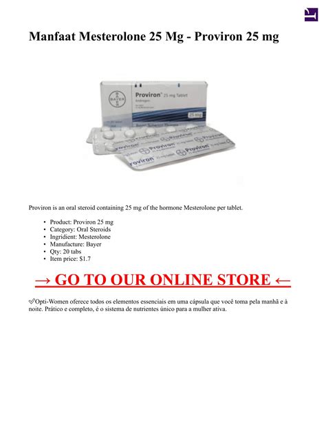 Manfaat Mesterolone 25 Mg Proviron 25 Mg 20 Tabs Pdf DocDroid