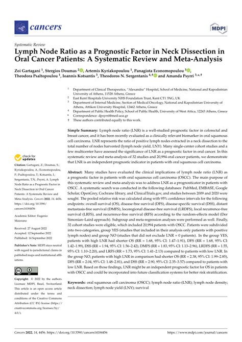 Pdf Lymph Node Ratio As A Prognostic Factor In Neck Dissection In