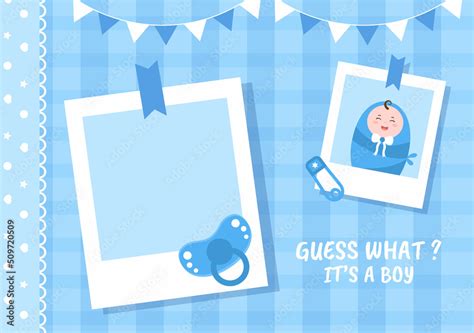 Birth Photo is it a Boy with a Baby Image and Blue Color Background Cartoon Illustration for ...