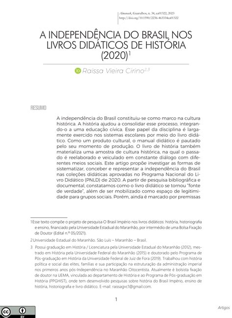 PDF A INDEPENDÊNCIA DO BRASIL NOS LIVROS DIDÁTICOS DE HISTÓRIA 2020