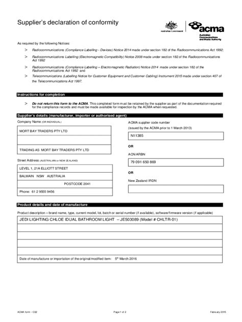 Fillable Online Supplier S Declaration Of Conformity Raspberry Pi Fax