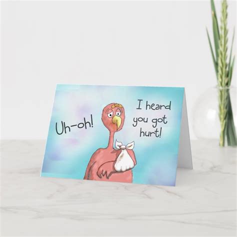 Get Well Soon Injury Pink Flamingo Card Zazzle