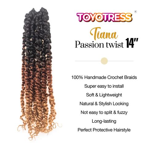 Toyotress Tiana Passion Twist Hair 14 Inch 8 Pcs Ombre Brown Blonde