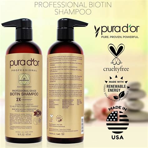 Pura Dor Professional Grade Biotin Shampoo For Thinning Hair Loss And