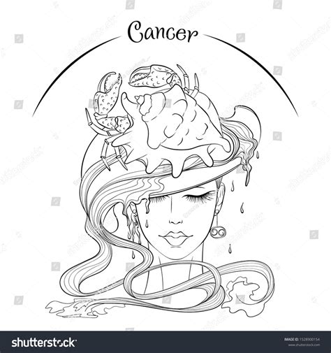 Zodiac Vector Illustration Astrological Sign Cancer Stock Vector