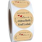 Amazon Round Natural Brown Kraft Homemade With Love Stickers