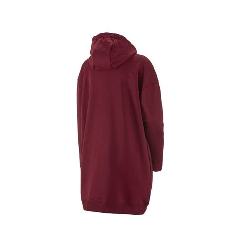 E S Oversize Hoody Sweatshirt Poly Cotton Dames Bordeaux Strauss