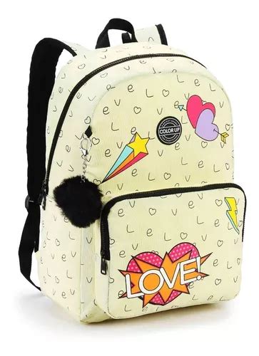 Mochila Feminina Juvenil Urbano Escolar Chaveiro Pompom Frete Gr Tis