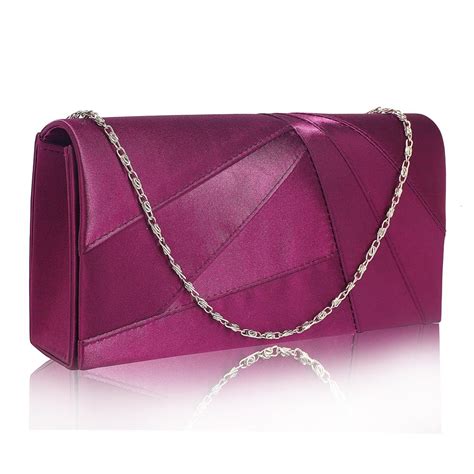 Lse00328a Purple Satin Clutch Evening Bag