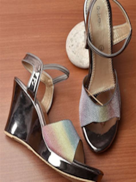 Buy Action Textured Open Toe Wedges With Backstrap Heels For Women