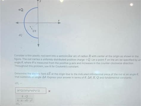 Solved Consider A Thin Plastic Rod Bent Into A Semicircular Chegg