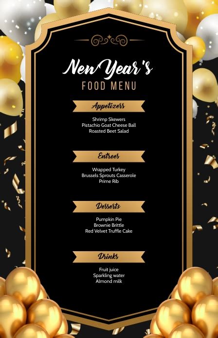 New Years Food Menu Template Postermywall