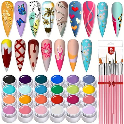 Gel Paint For Nail Art Kit - 24 Colors Fall Gel Nail Polish - Inspire ...