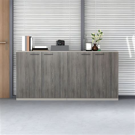 Elegant Modern Wood Office Storage Cabinet with Locking Doors - Brown ...