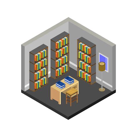 Isometric Bookcase On White Background Vector Art At Vecteezy