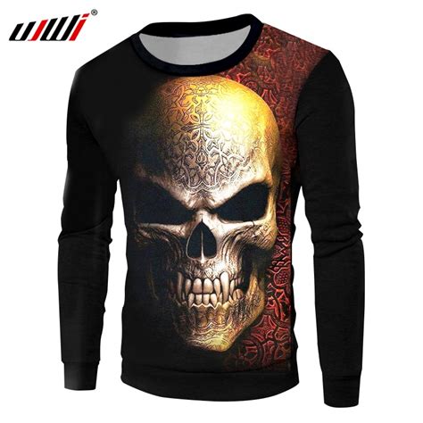 UJWI 2018 Herbst männer Kühlen Druck Metall Schädel 3d Sweatshirts