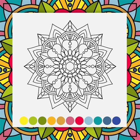 Mandala Fiore Per Adulti Rilassante Libro Da Colorare Vettore Premium