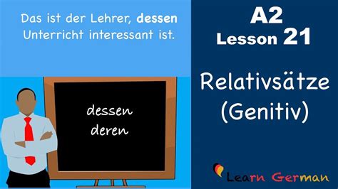 Learn German Relativsätze Relativpronomen im Genitiv German for