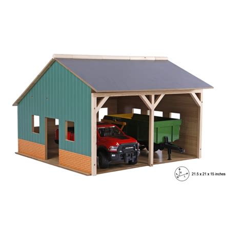 Kids Globe 1:16 Scale Wooden Farm Shed Toy for 2 Tractors KG610338