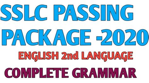 Sslc Std English Second Language Complete Grammar Passing Package