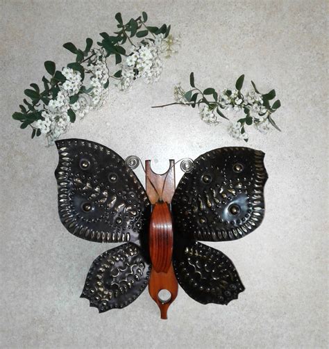 Black Butterfly Wall Decor Vintage Art Copper Wings Metal Wood - Etsy