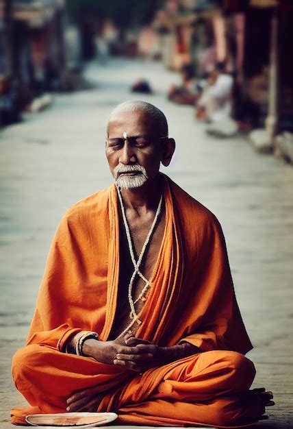 Premium Photo An Old Buddhist Monk Dressed As A Monk Meditating