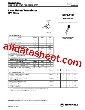 Mpsa Datasheet Pdf Motorola Inc