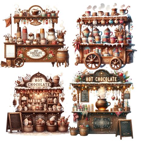 Hot Chocolate Stand Clip Art Watercolor Hot Cocoa Stand Png Art Hot