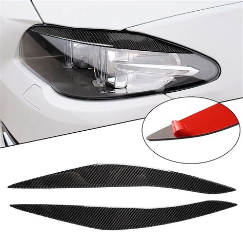 Premium Carbon Fiber Headlight Eyebrow Eyelid Sport Cover Trim For Bmw