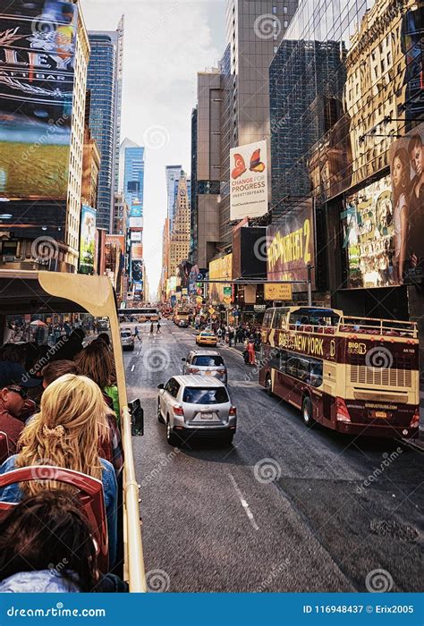 Excursion Bus In Times Square On Broadway And 7th Avenue Editorial