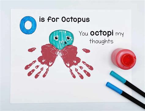 O Is For Octopus Handprint Printable Free Homeschool Of One