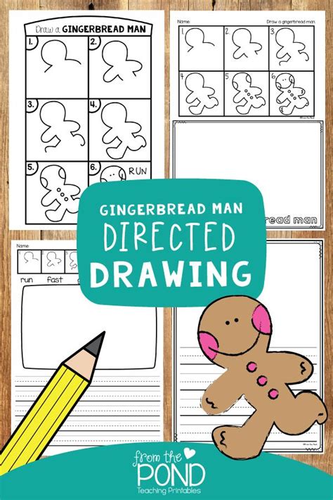 Gingerbread Directed Drawing | Christmas kindergarten, Gingerbread man ...