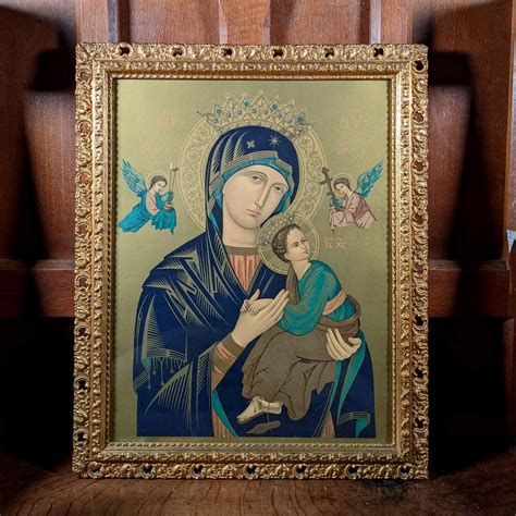 Vintage Our Lady Of Perpetual Help Quality Lithograph Frame From