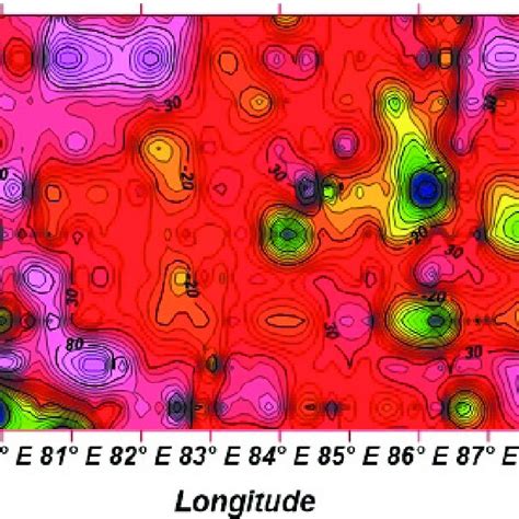 Magnetic Field Anomaly Map Of The Study Area South Of Sri Lanka Maus