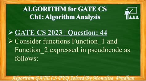 GATE CS 2023 Q44 Consider Functions Function 1 And Function 2