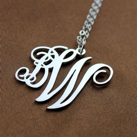 Personalized 2 Initial Monogram Necklace Sterling Silver