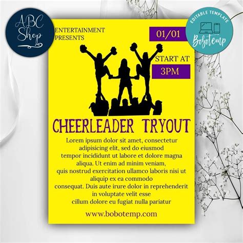 Cheerleader Tryout Flyer Template To Print At Home Diy Createpartylabels