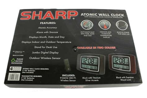 Sharp Spc900wg Digital Atomic Wall Clock W Wireless Indoor And Outdoor