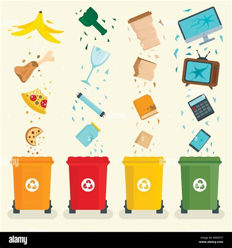 Garbage Sorting Concept Banner Flat Illustration Of Garbage Sorting