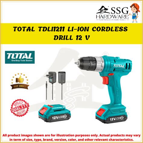 TOTAL TDLI1211 LI ION CORDLESS DRILL 12V BATTERY DRILL MACHINE