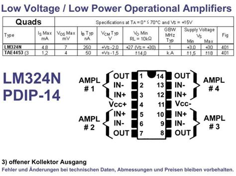 Quad Low Power Operational Amplifier PDIP 14 Type LM324N Grieder