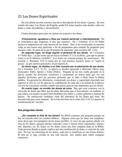 Pdf Los Dones Espirituales Tgc Resources Lista De Los Dones