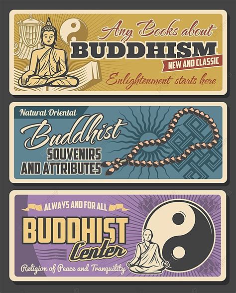 Buddhism Religion Retro Vector Banners Poster Template Download On Pngtree