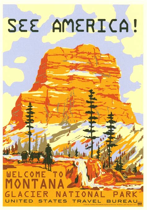 Glacier National Park Vintage National Park Posters National Park Posters Vintage Travel Posters